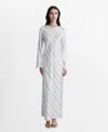 Mango Striped Satin Dress White In White