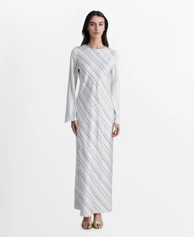 MANGO WOMEN'S STRIPED SATIN DRESS