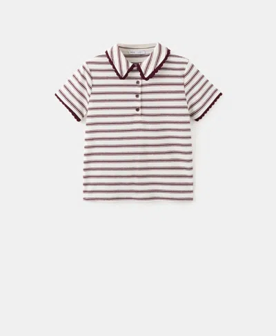 Mango Women's Striped Scalloped Polo Shirt In Multi