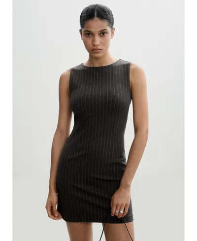 Mango Women's Striped Short Dress In Gray