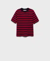 Mango Striped Short-sleeved T-shirt Red In Red