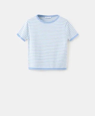 Mango Women's Striped Short-sleeved Sweater In Blue