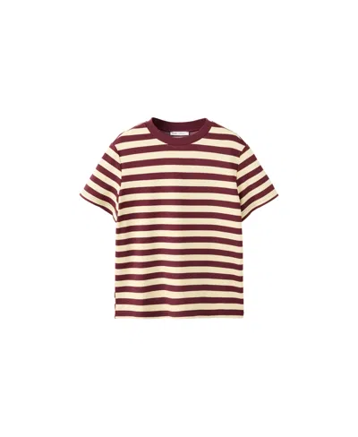 Mango Women's Striped Short-sleeved T-shirt In Maroon