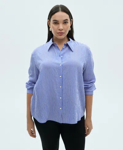 Mango Women's Striped Straight Shirt In Blue