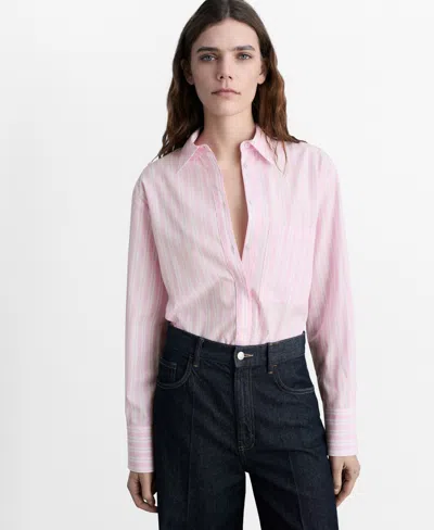 Mango Women's Striped Straight Shirt In Pink