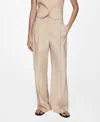Mango Pinstripe Pants In Beige