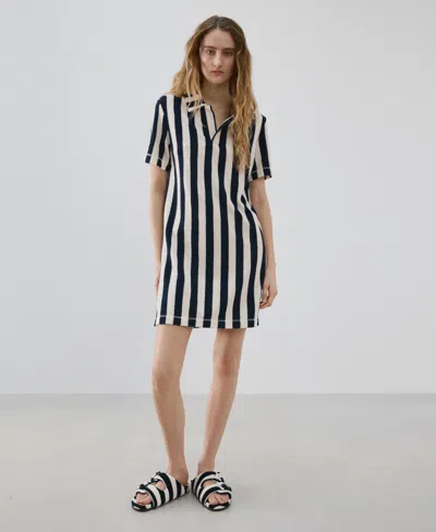 Mango Women's Striped Terry Cotton Nightgown In Blue