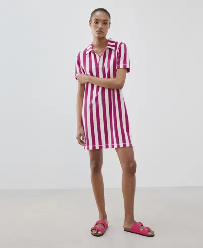 Mango Women's Striped Terry Cotton Nightgown In Pink