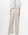 Mango Stripe Cotton Wide Leg Pants In Gray