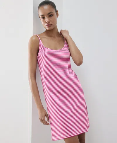 Mango Stripe Cotton Dress In Pink
