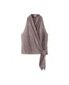 Mango Striped Halter Top With Fixed Knot In Brown