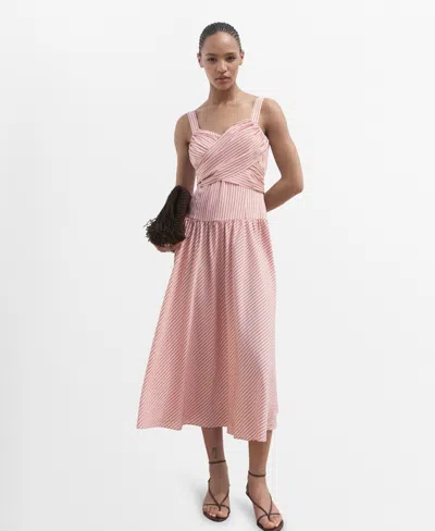 Mango Women's Striped Wrap Dress In Pink