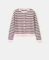 Mango Stripped Knit Cardigan In Black