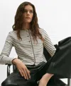Mango Women's Stripped Knit Cardigan Sweater In Ecru