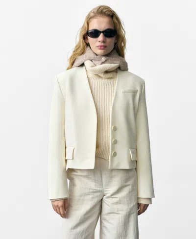MANGO WOMEN'S STRUCTURED CROPPED JACKET