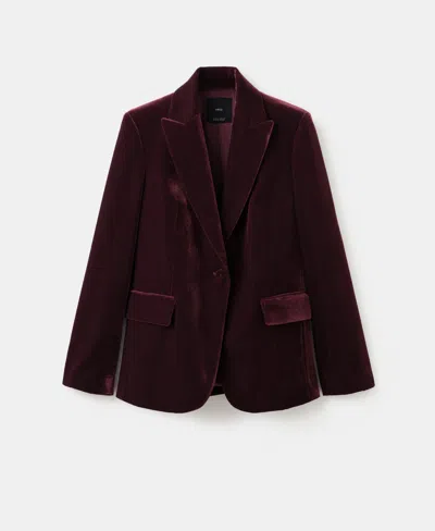 Mango Women's Structured Velvet Blazer In Brown
