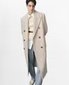 Mango Double Breasted Wool Coat In Light,pastel Gray