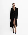 Mango Structured Virgin Wool Blend Coat In Black
