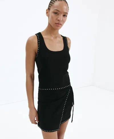 Mango Women's Stud Detail Tank Top In Black