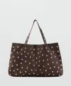 Mango Stud Shopper Bag In Brown