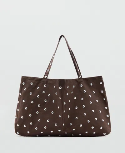 Mango Women's Stud Shopper Bag In Brown