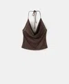 Mango Studded Halter Top In Brown