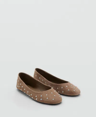 Mango Women's Studded Leather Ballet Flats In Multi