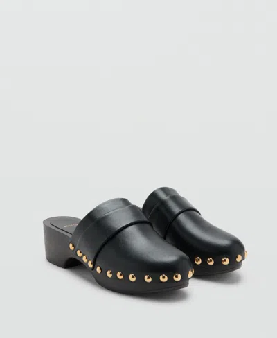 Mango Women's Studded Leather Clogs In Black