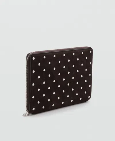 Mango Women's Studded Leather Laptop Case In Brown
