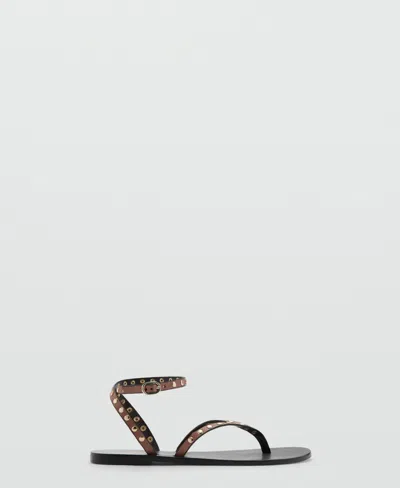 Mango Women's Studded Sandals In Brown