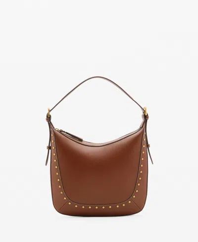 Mango Women's Studded Shoulder Bag In Brown