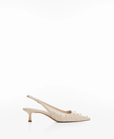 Mango Women's Studded Slingback Shoes In Off White
