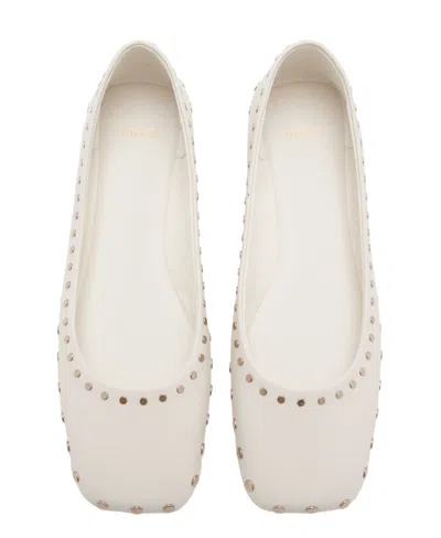 Mango Women's Studded Square-toe Ballet Flats In White
