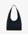 Mango Studded Suede Shoulder Bag In Blue