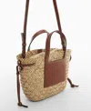 Mango Taormina Straw Convertible Tote In Brown