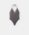 Mango Halter Swimsuit With Studs In Gray