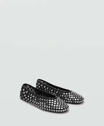 Mango Ballerines En Mesh Avec Des Clous Noir - Femme - 42 -  In Black