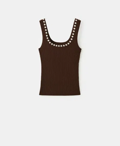 Mango Studded Rib Tank In Brown