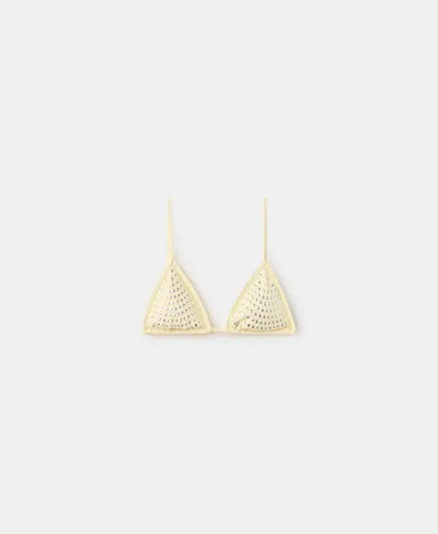 Mango Studded Triangle Bikini Top In Yellow