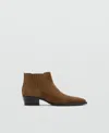 Mango Heel Suede Ankle Boot Medium Brown In Brown