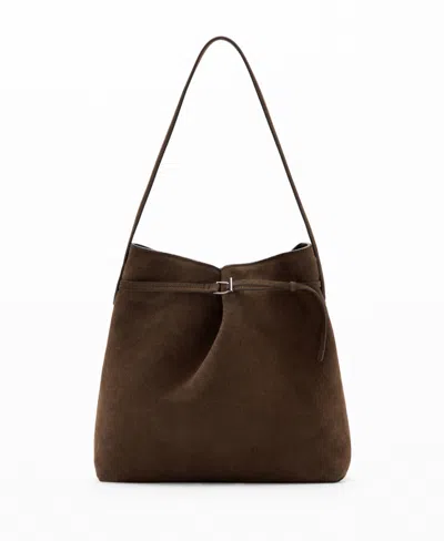 Mango Women's Suede Bucket Bag In Brown