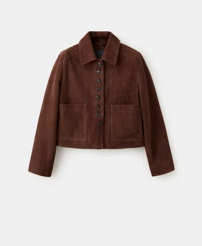 MANGO WOMEN'S SUEDE BUTTONS JACKET
