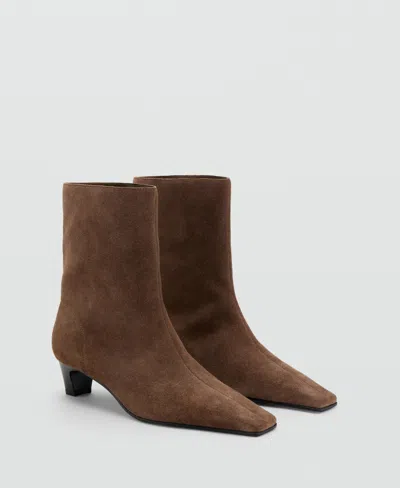 Mango Women's Suede Leather Ankle Boots In Brown