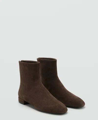 Mango Women's Suede Leather Ankle Boots In Brown