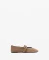 Mango Suede Leather Ballet Flats In Neutral