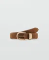 Mango Suede Belt In Metallic