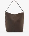 Mango Women's Suede Leather Handbag In Medium Brown
