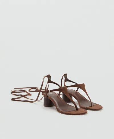 Mango Women's Suede Leather Heeled Sandals In Brown