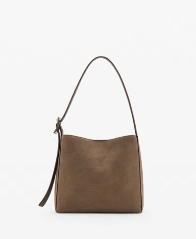 Mango Women's Suede Leather Shopper Bag In Brown