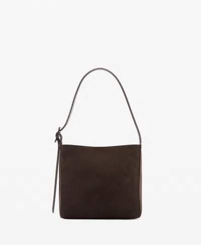 Mango Women's Suede Leather Shopper Bag In Brown